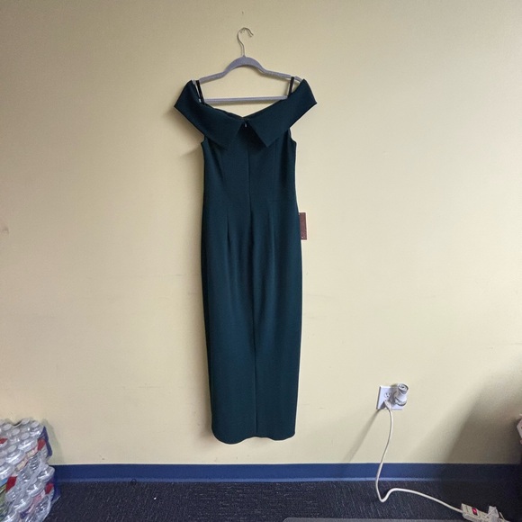 BHLDN Off-Shoulder Dark Green Midi Dress - Picture 5 of 5